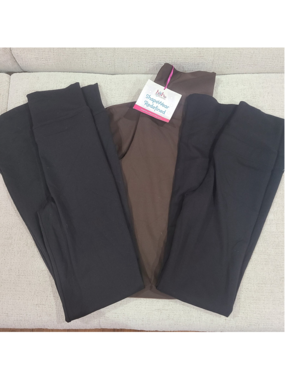 Lot Of 3 NEW Hold Your Haunches Brown Black Shapewear Leggings Sz Large Bootcut